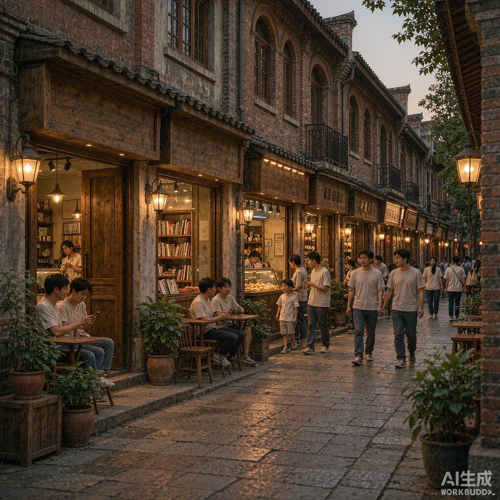 改造后业态丰富的街区