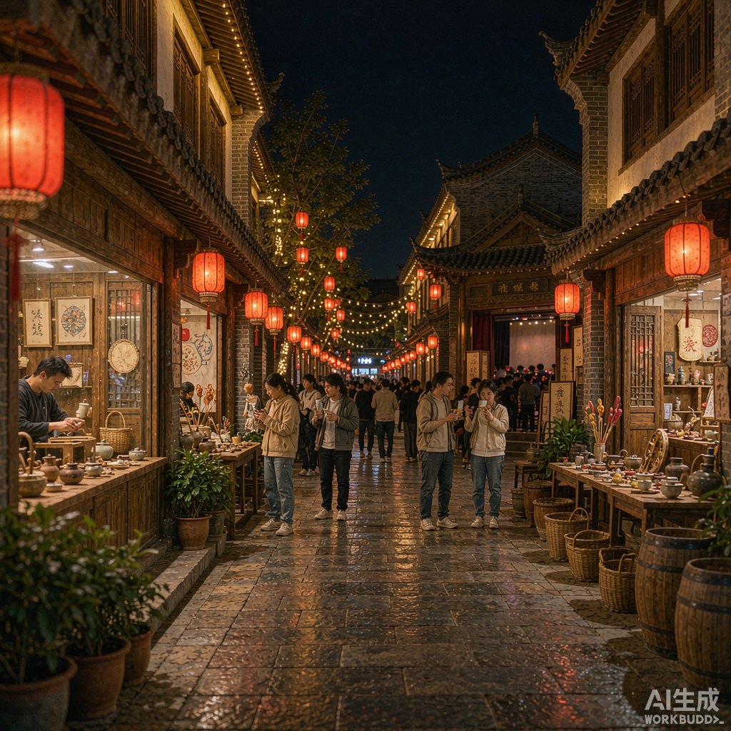 夜晚的文旅主题街区